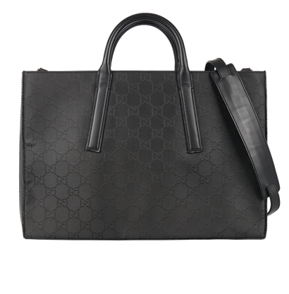 GG Supreme Briefcase, &pound;450, Handbags, Black, Canvas, Front view